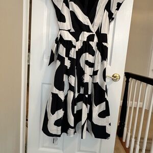 Anthropologie Black and White Midi Dress